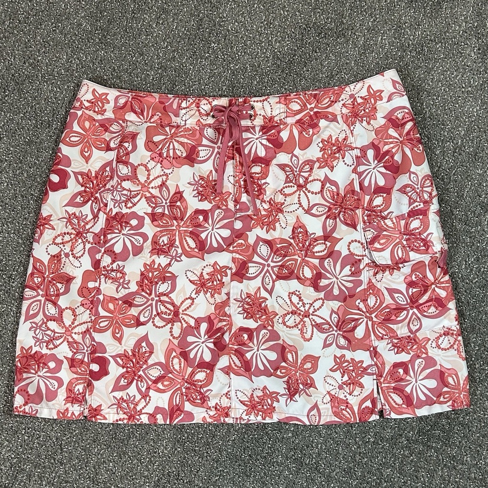 Title Nine Skort Women's 8 Pink Red White Floral Cargo Pocket Built-In Shorts
